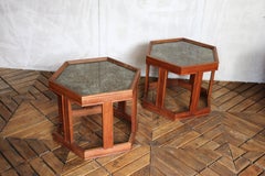 Pair of John Keal for Brown Saltman “Domino” Hexagonal Side Tables  Mid-Century
