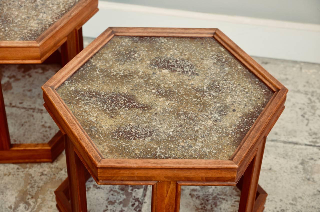 American Pair of John Keal for Brown Saltman Hexagonal Side Tables