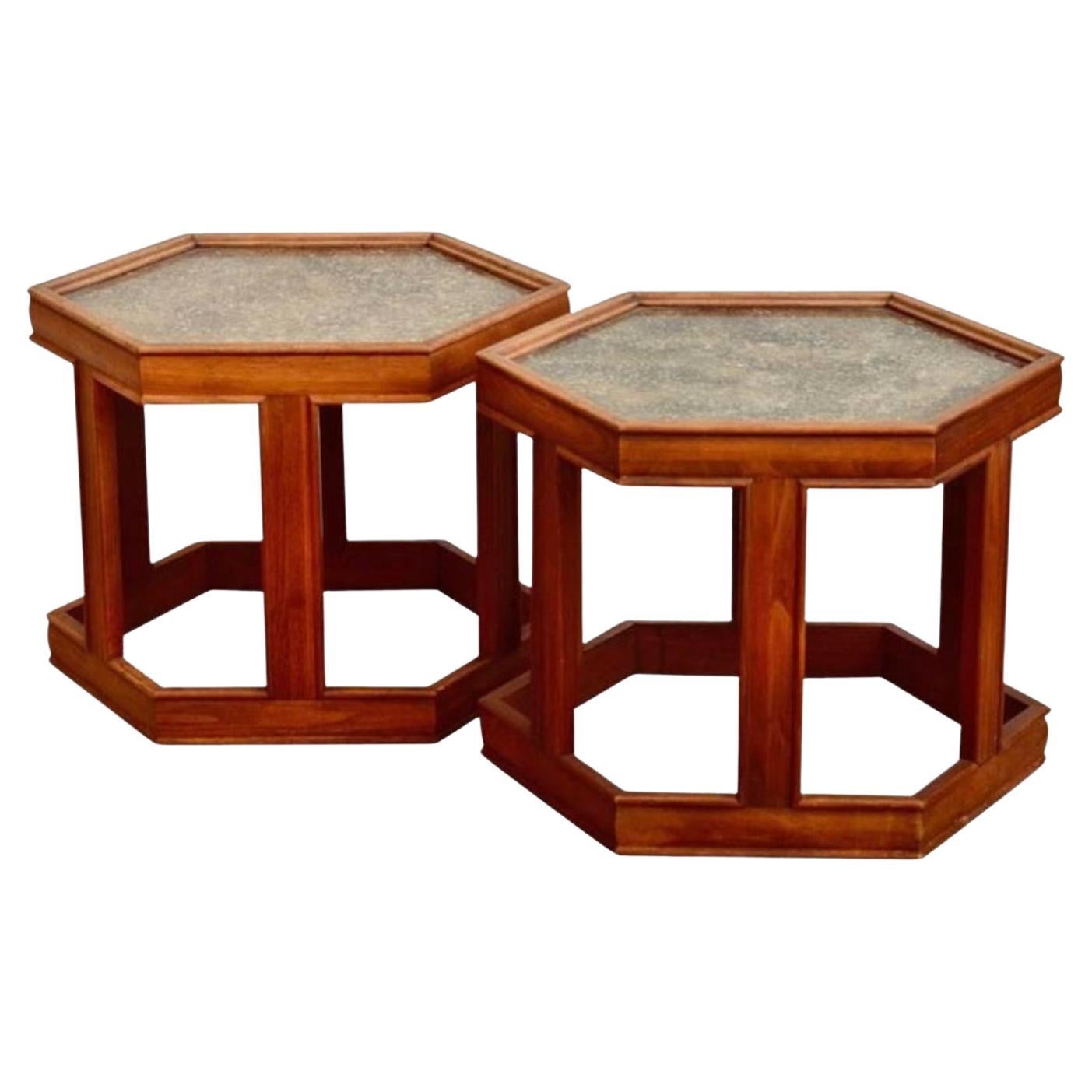 Set of 4 Hexagonal Side Tables by John Keal for BrownSaltman at 1stDibs