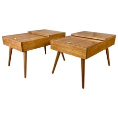 Vintage Pair of John Keal for Brown-Saltman Sliding Top Mahogany End Tables, 1950s