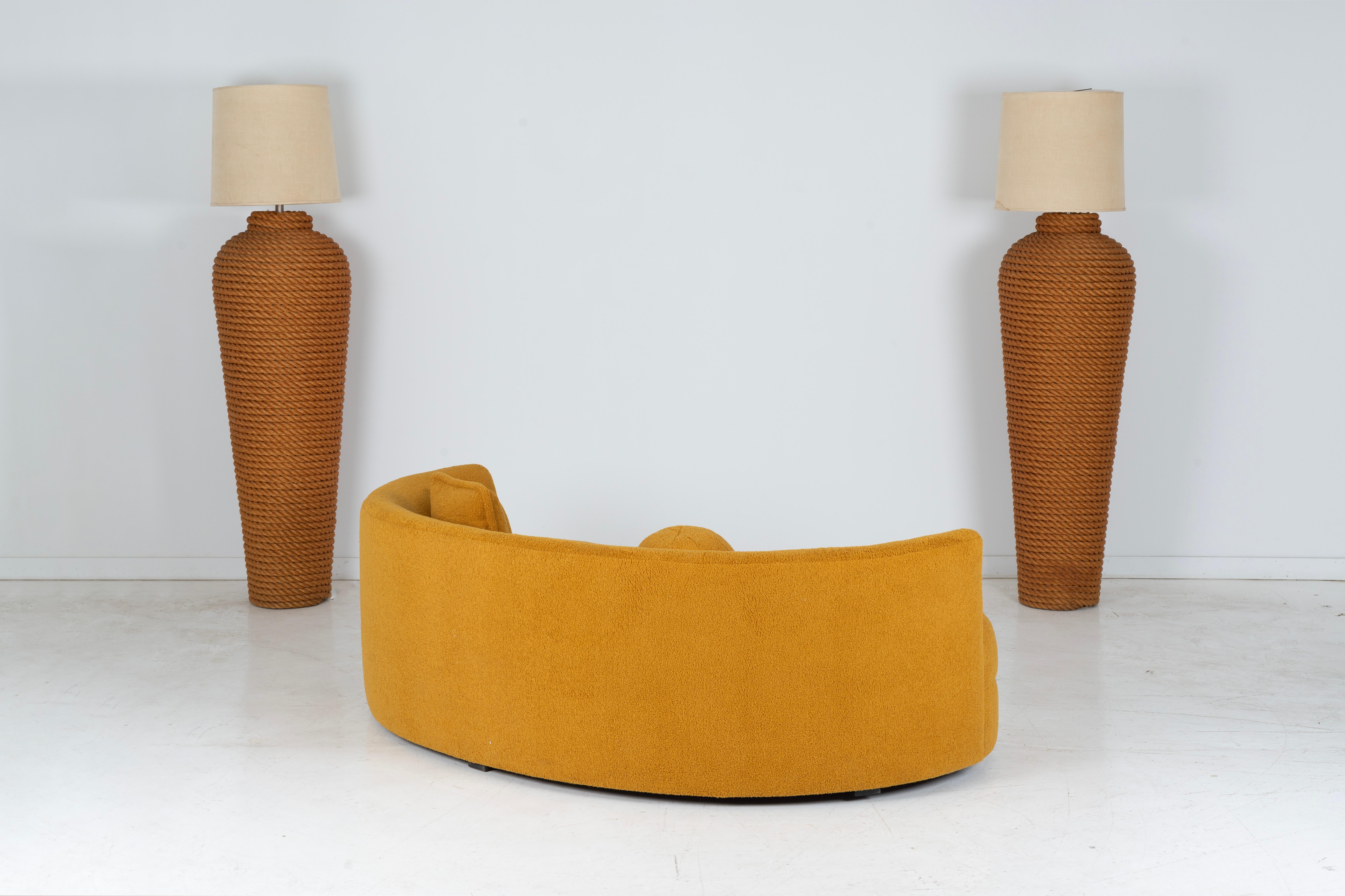 Bouclé Pair of John Mascheroni Curved Sofas For Sale