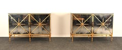 Pair of John Richard Rio Two-Door Cabinets in Old Gold and Black Lacquer, 2014