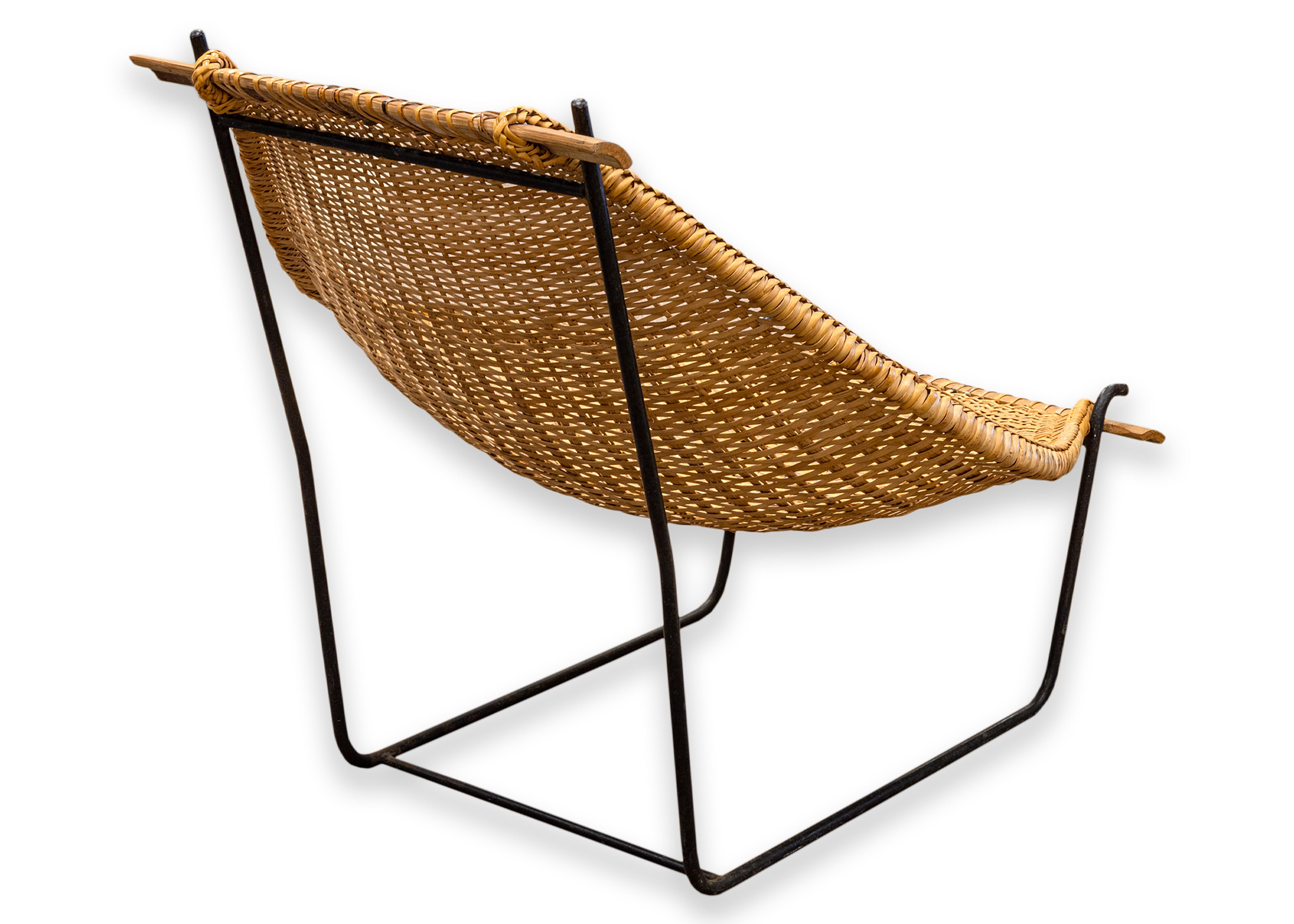 Pair of John Risley Duyan Iron Rattan Lounge Chairs for Craft Associates In Good Condition In Keego Harbor, MI