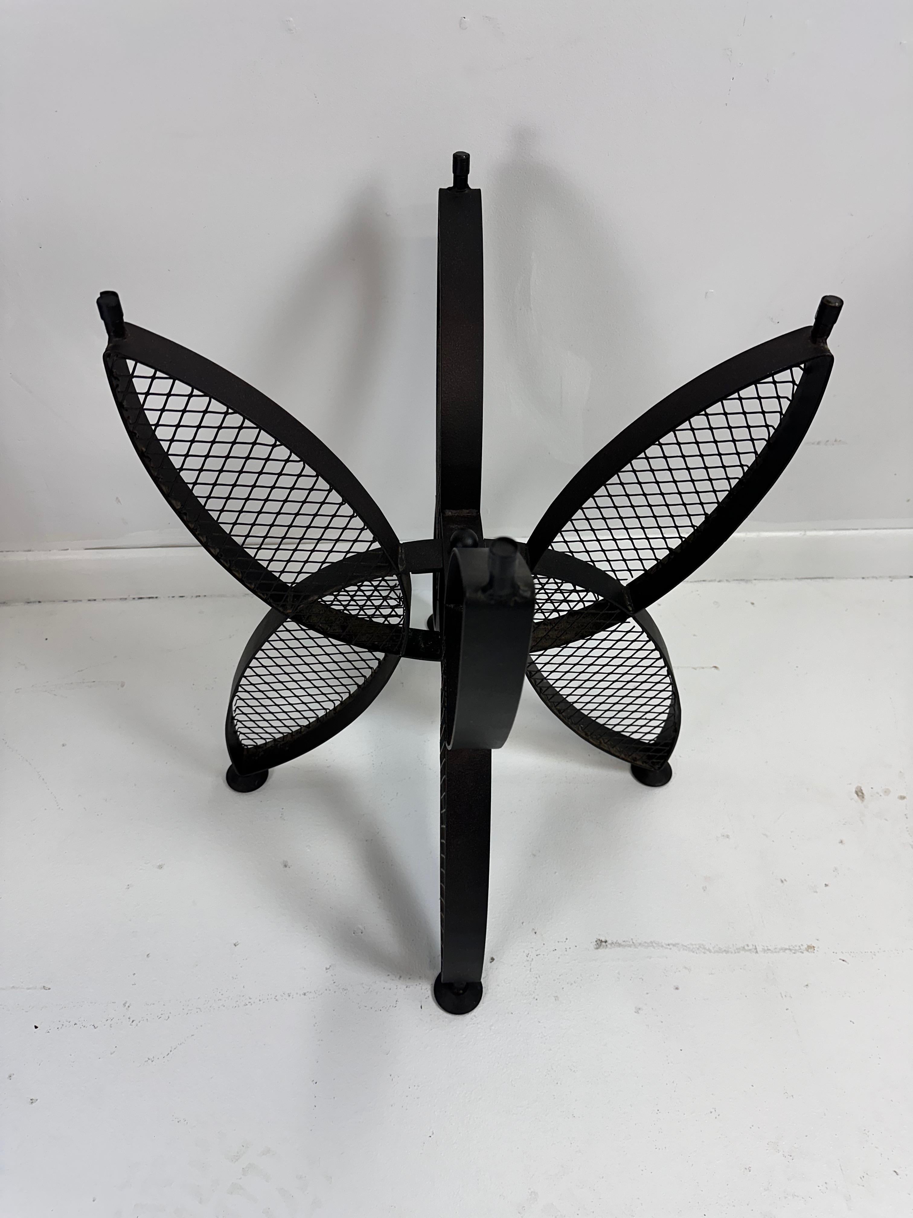 North American Pair of John Salterini Iron Butterfly Side Tables Mid Century