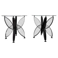 Pair of John Salterini Iron Butterfly Side Tables Mid Century