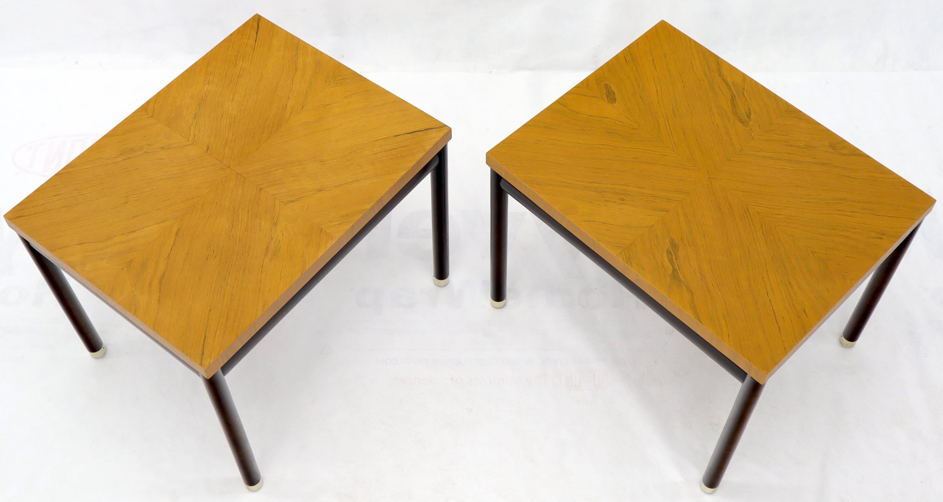 Lacquered Pair of John Stuart Ebonized Bases Floating Tops End Side Tables For Sale