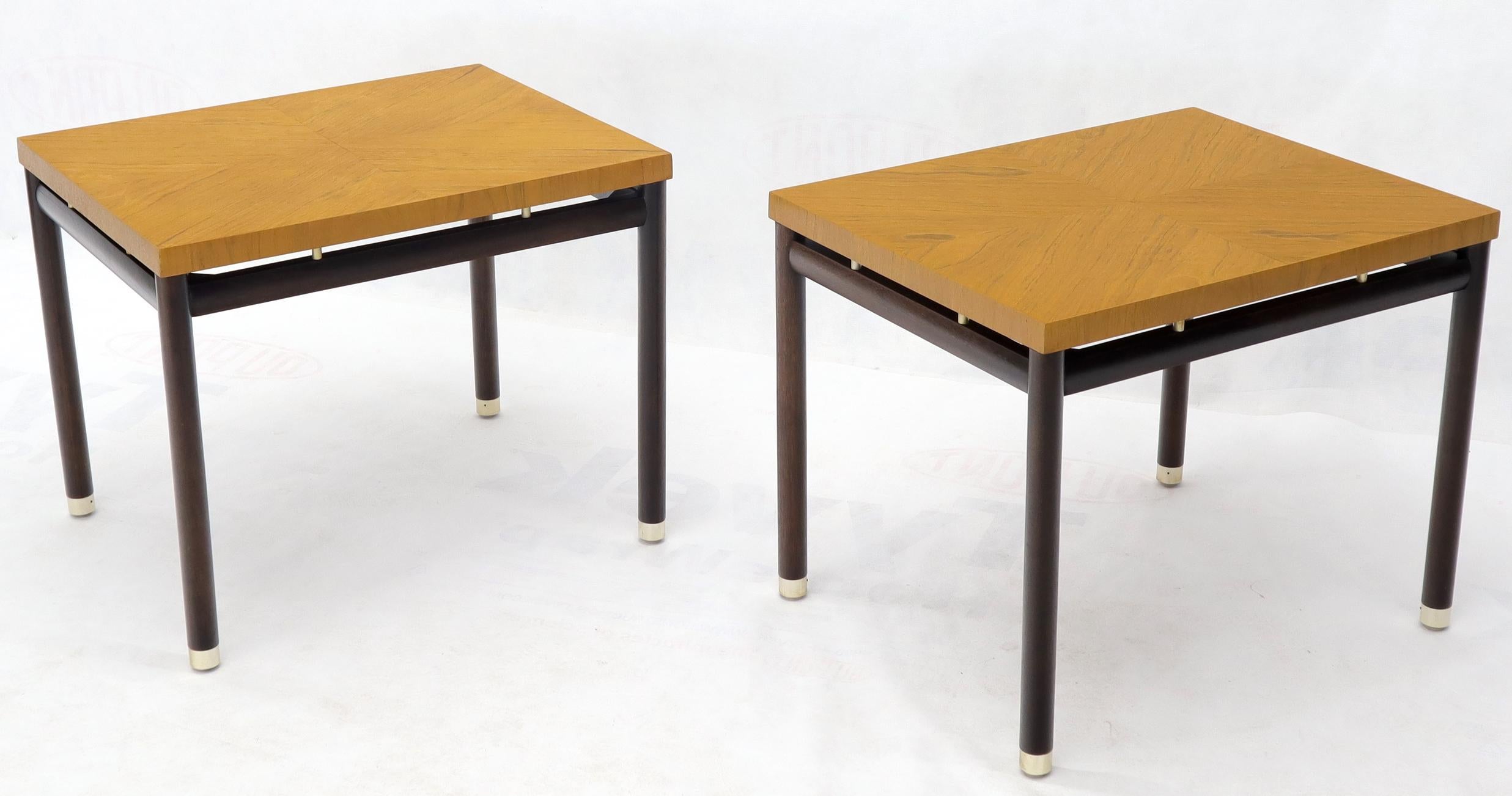 Pair of John Stuart Ebonized Bases Floating Tops End Side Tables In Excellent Condition For Sale In Rockaway, NJ