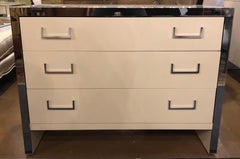 Pair of John Stuart White Lacquer Commodes, Chests, Dressers or Nightstands