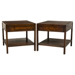 Pair of John Stuart Wooden Single Drawer Two-Tier End / Side Tables