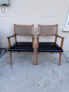 Pair of John Van Koert for Drexel “Profile” K60 Walnut Spindle-Back Armchairs