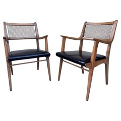Pair of John Van Koert for Drexel “Profile” K60 Walnut Spindle-Back Armchairs