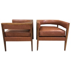 Pair of John Van Koert Walnut Lounge Chairs