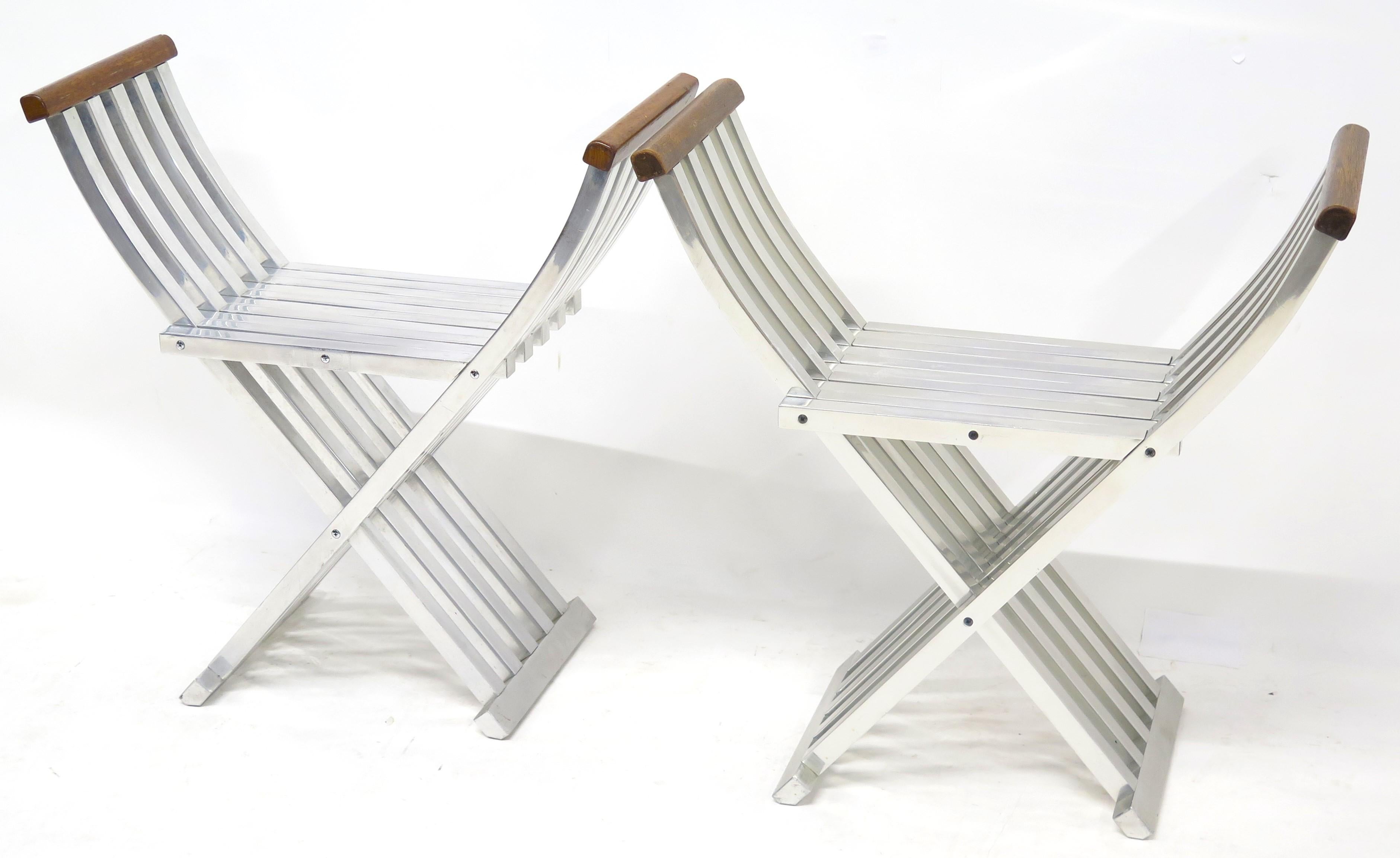 Pair of John Vesey (1925-1992) Classic Folding Curule Stools For Sale 5
