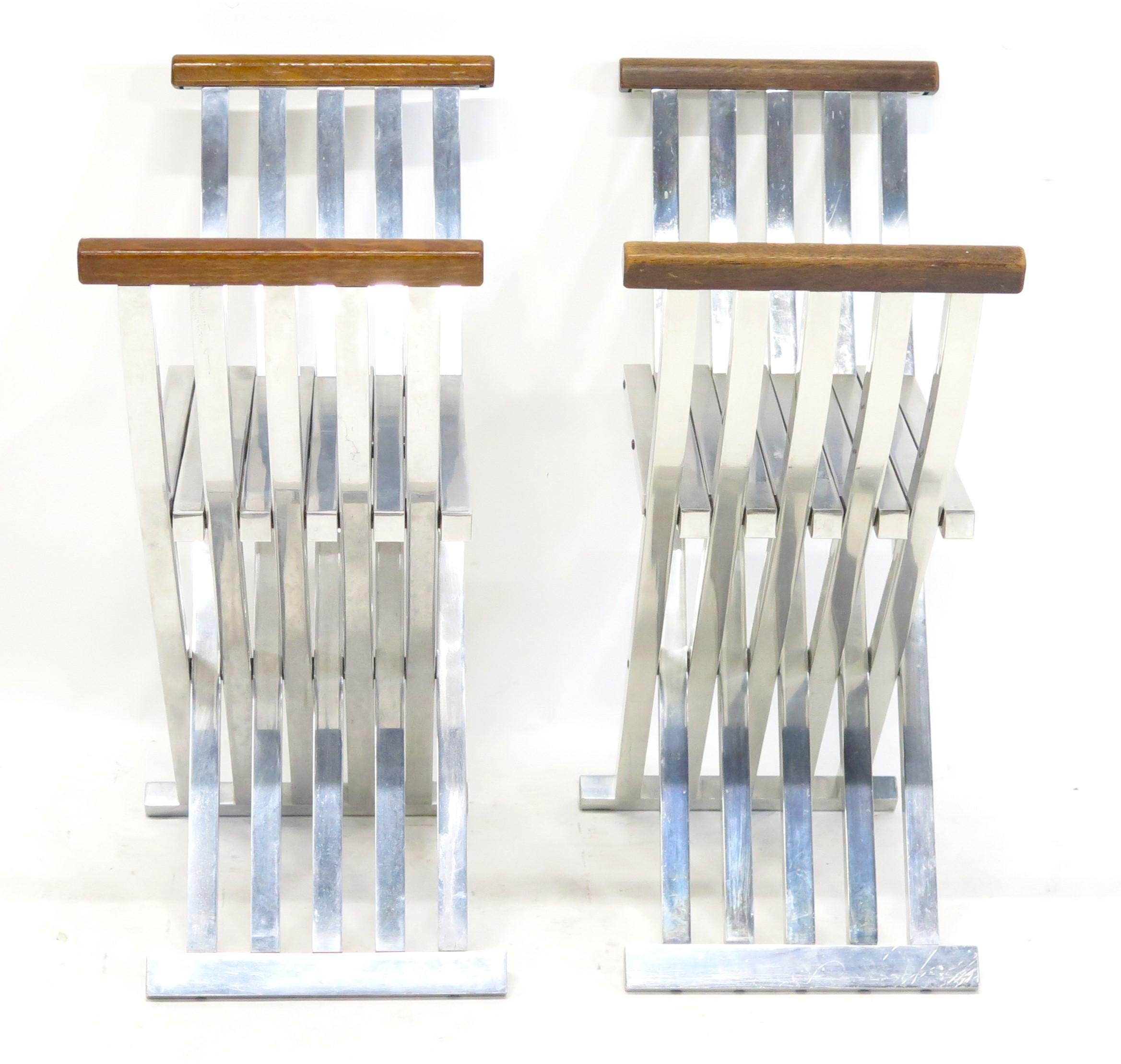 Mid-Century Modern Pair of John Vesey (1925-1992) Classic Folding Curule Stools For Sale