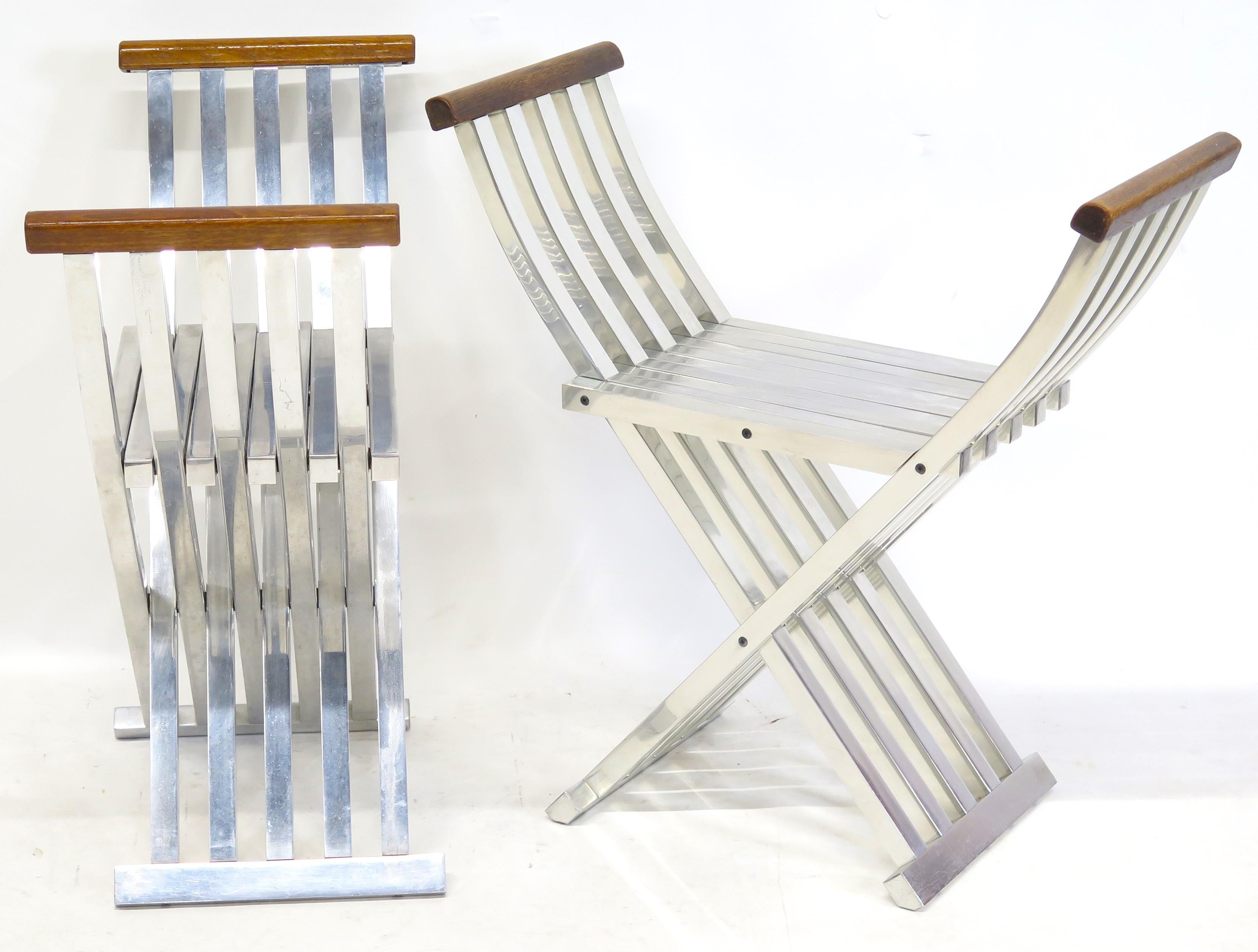 American Pair of John Vesey (1925-1992) Classic Folding Curule Stools For Sale