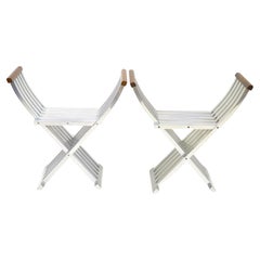 Pair of John Vesey (1925-1992) Classic Folding Curule Stools