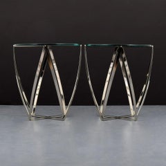 Pair of John Vesey Metal and Glass Tables
