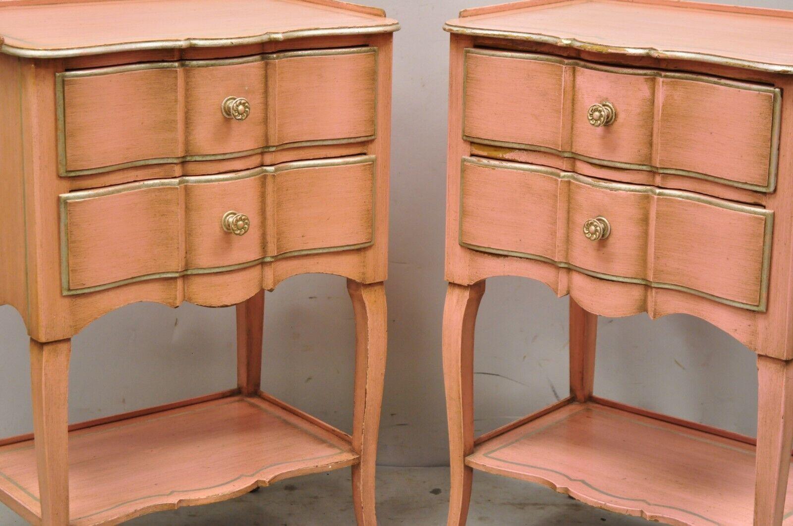 Pair of John Widdicomb Bubblegum Pink French Hollywood Regency Style Nightstands In Good Condition In Philadelphia, PA