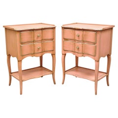 Pair of John Widdicomb Bubblegum Pink French Hollywood Regency Style Nightstands