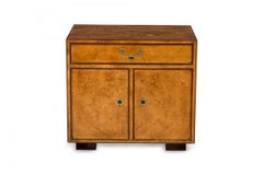 Pair of John Widdicomb Burl Veneer and Brass Nightstands / Commodes