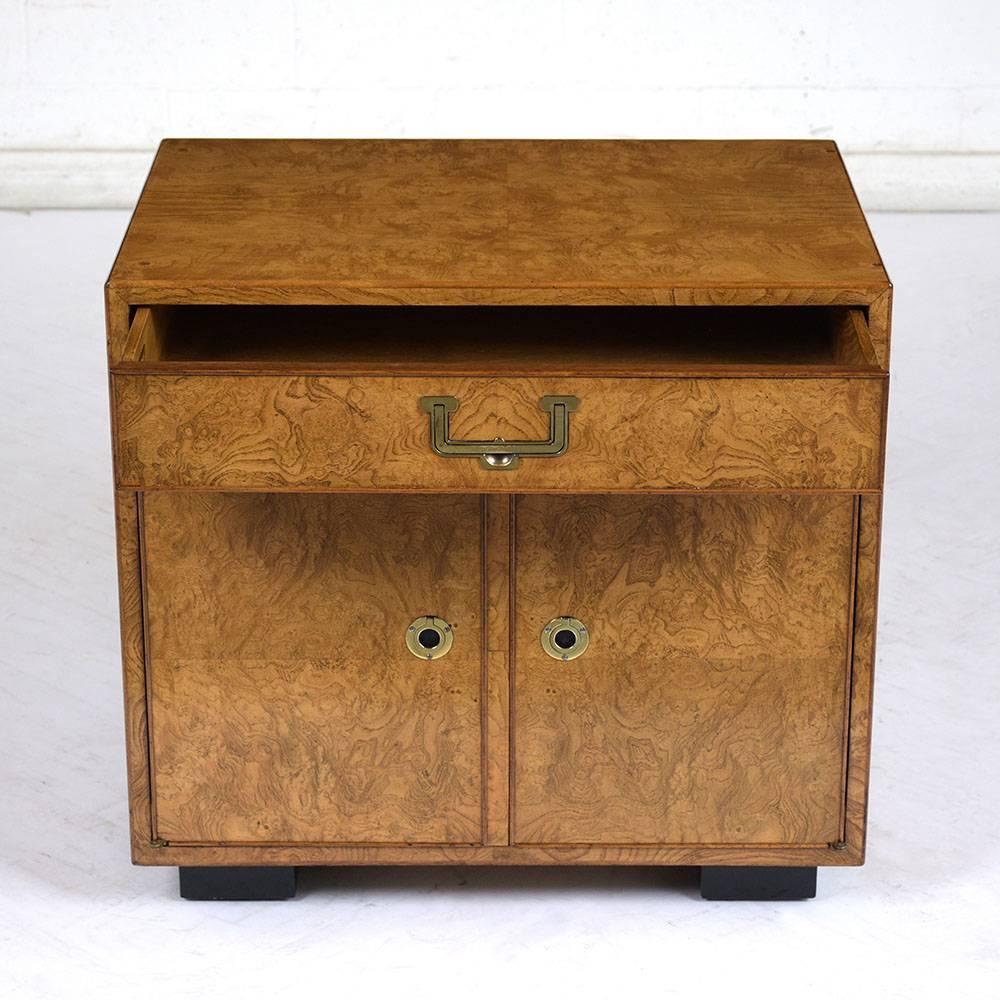 Stained Pair of John Widdicomb Campaign-Style Nightstands