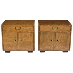 Pair of John Widdicomb Campaign-Style Nightstands