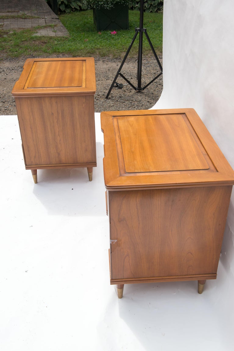 Pair of John Cherry Wood Bedside Tables For Sale at 1stDibs