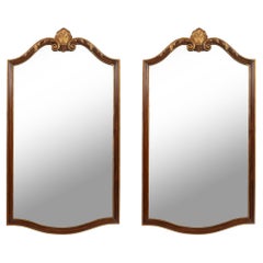Retro Pair of John Widdicomb Parcel Gilt Shell Motif Mirrors