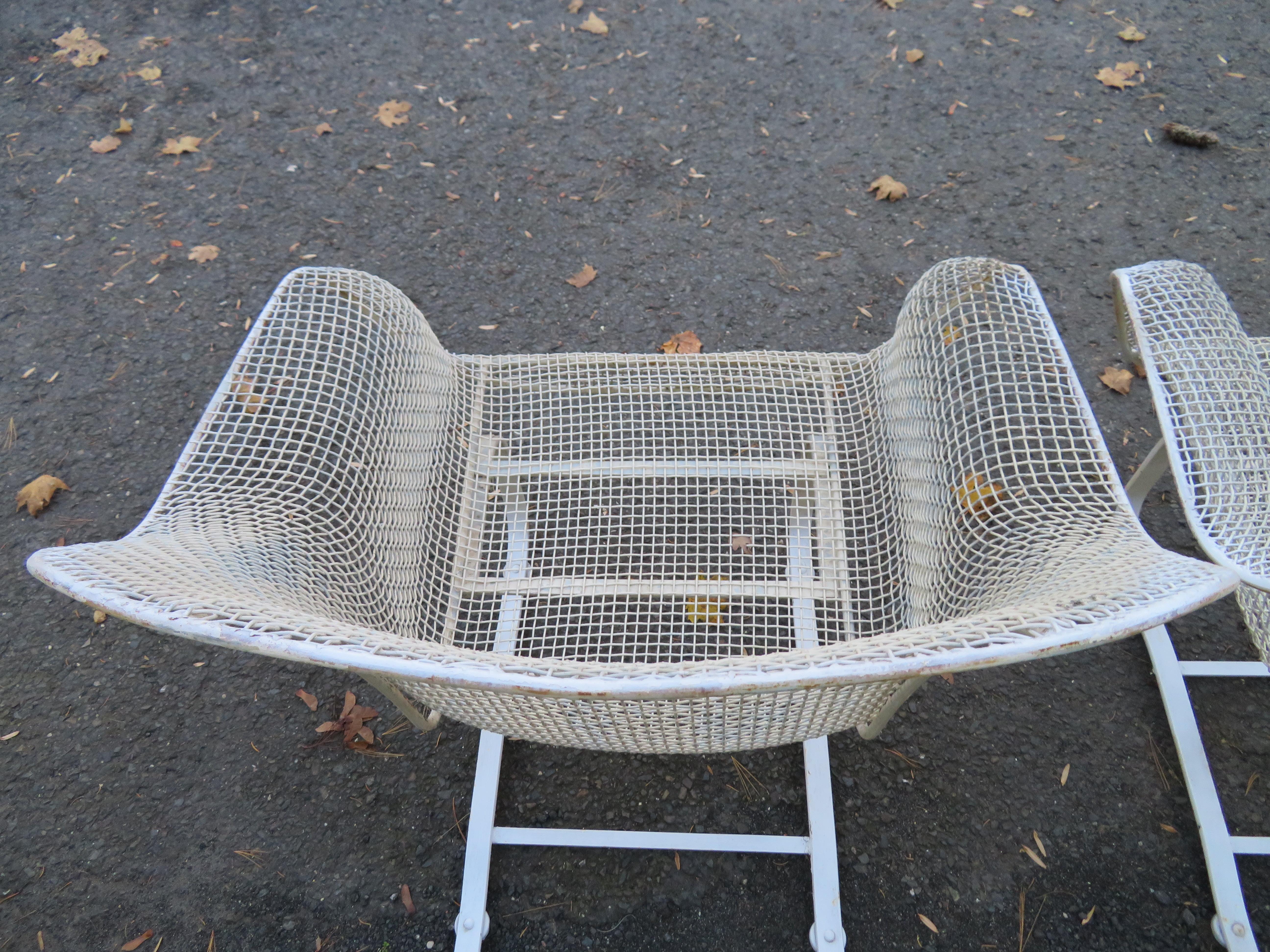 American Pair of John Woodard Sculptura Springer Patio Lounge Chairs Mid Century For Sale