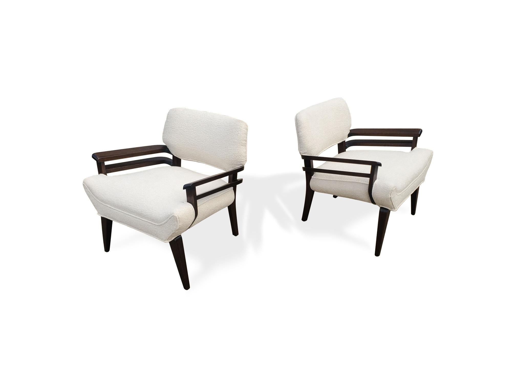 Upholstery Pair of Johnn Keal for Brown Saltman Lounge Chairs  For Sale