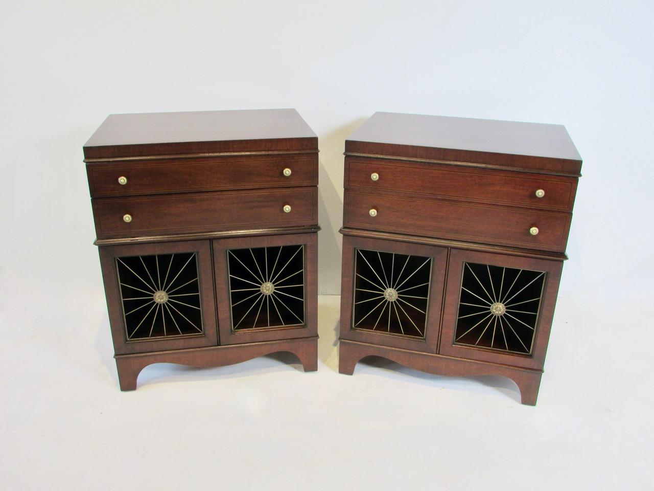 Pair of Johnson Furniture Mahogany Neoclassical End Tables or Nightstands  For Sale 6