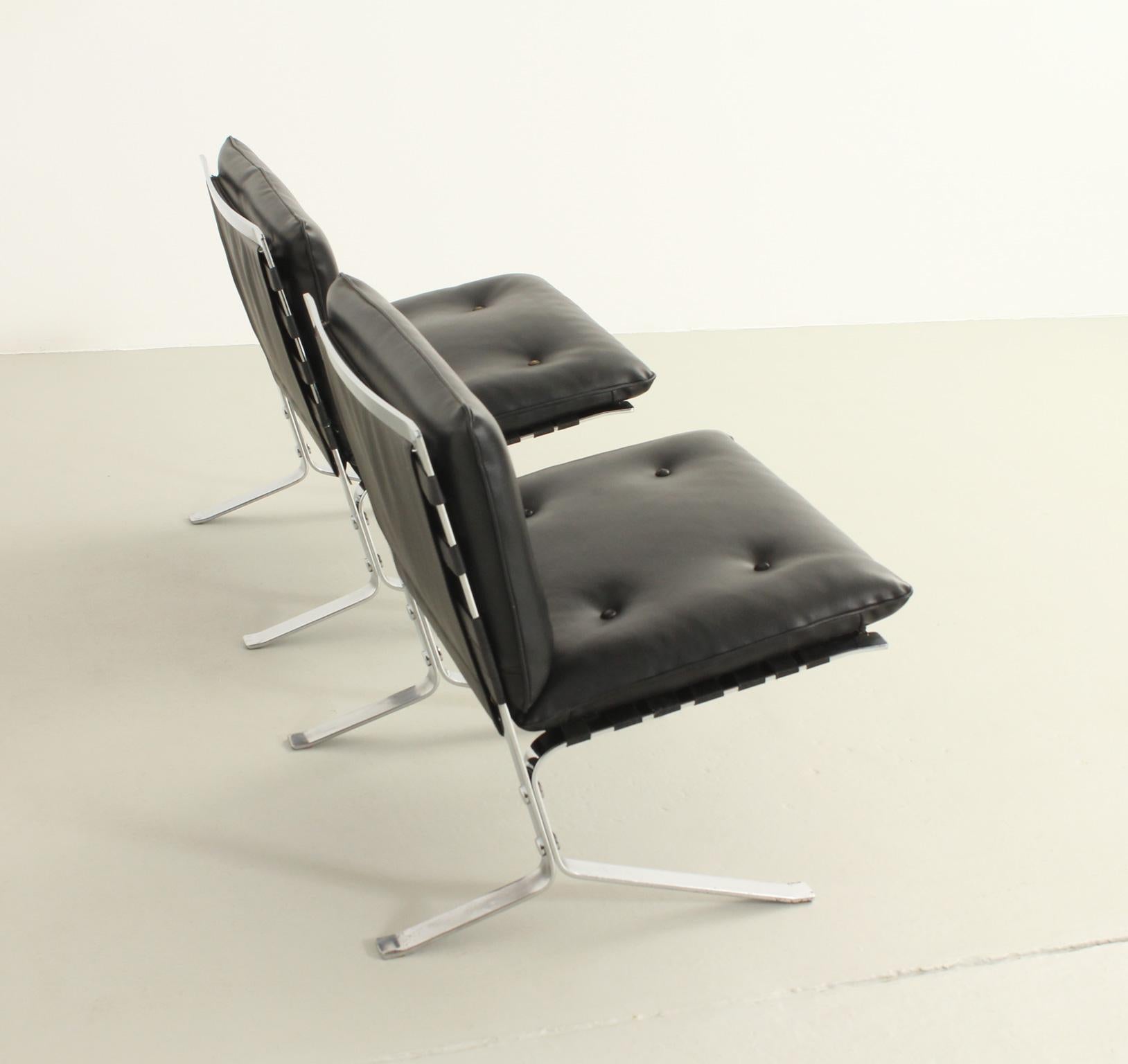 Steel Pair of Joker Easy Chairs by Olivier Mourgue, France, 1960