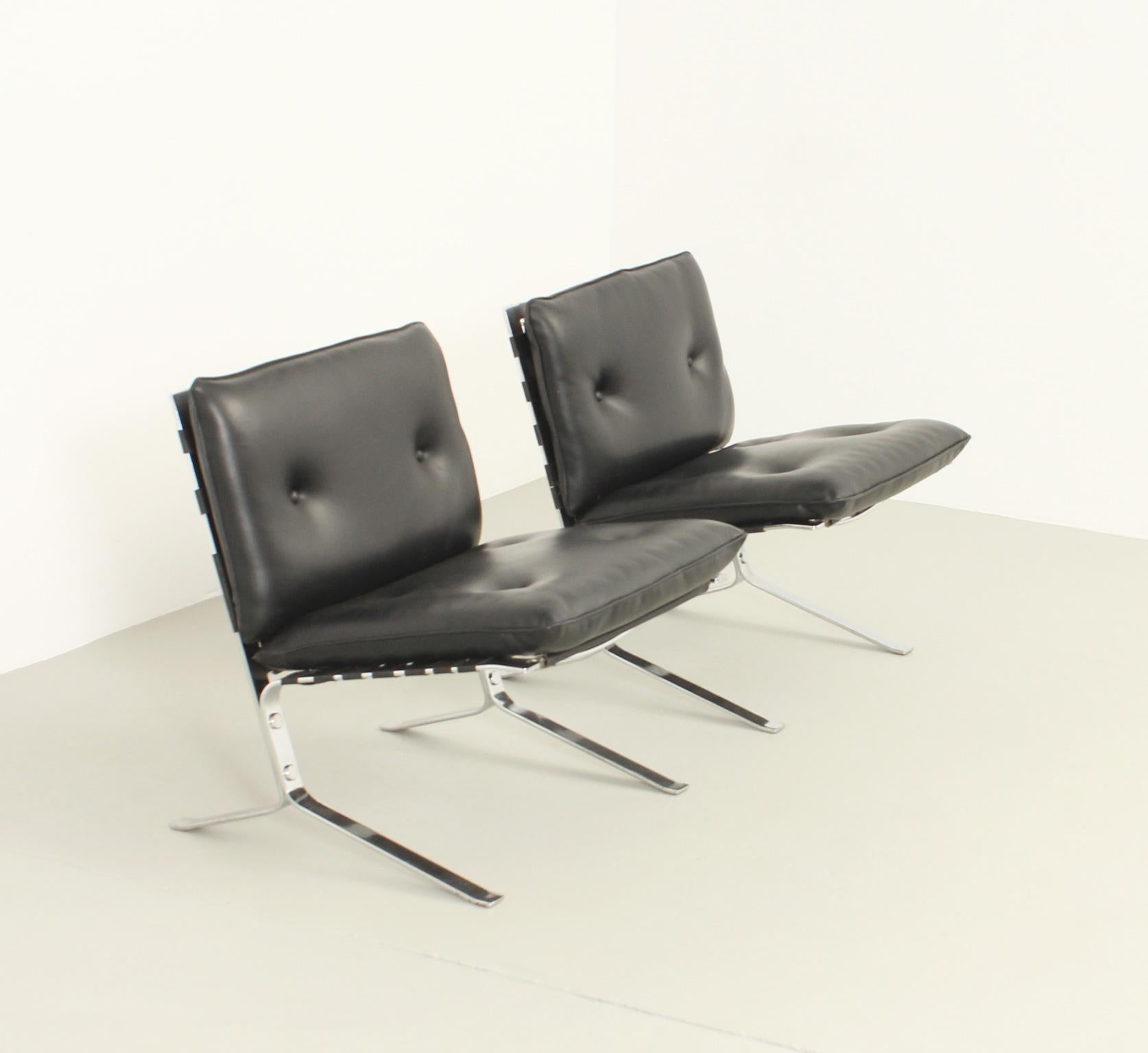 French Pair of Joker Easy Chairs by Olivier Mourgue, France, 1960