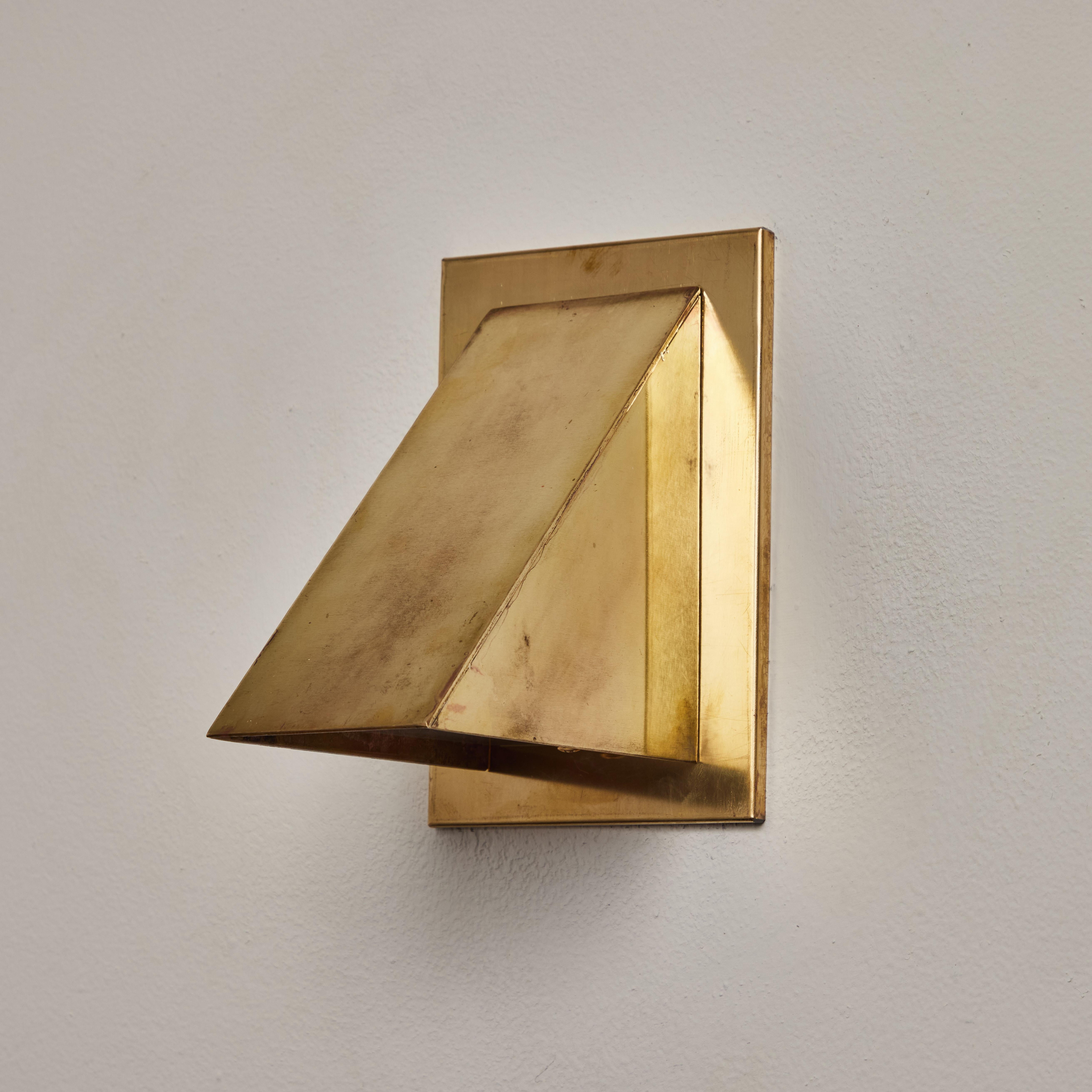 Scandinavian Modern Pair of Jonas Bohlin 'Oxid' Raw Brass Outdoor Wall Lights for Örsjö For Sale