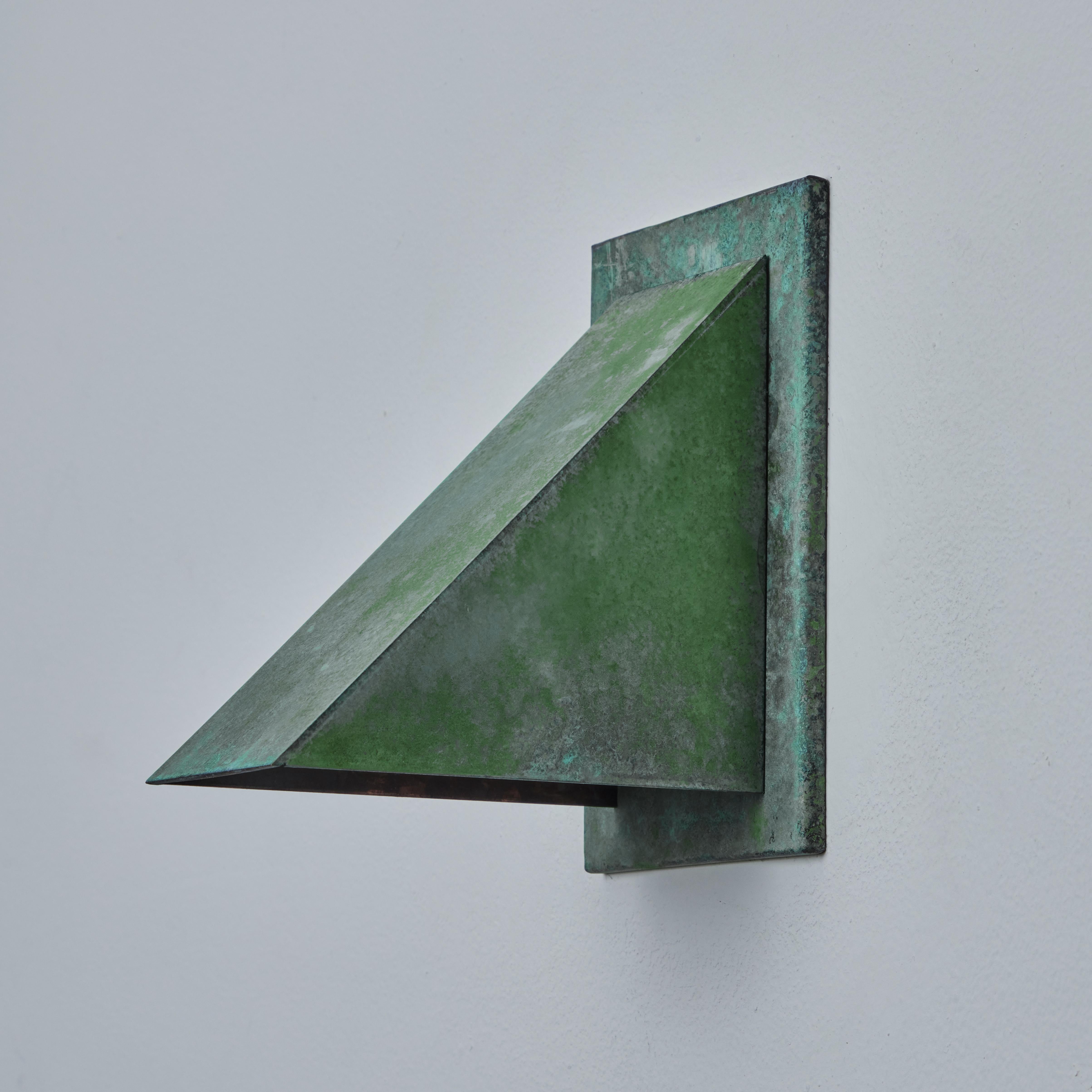 Pair of Jonas Bohlin 'Oxid' Verdigris Patinated Outdoor Wall Lights for Örsjö In New Condition For Sale In Glendale, CA