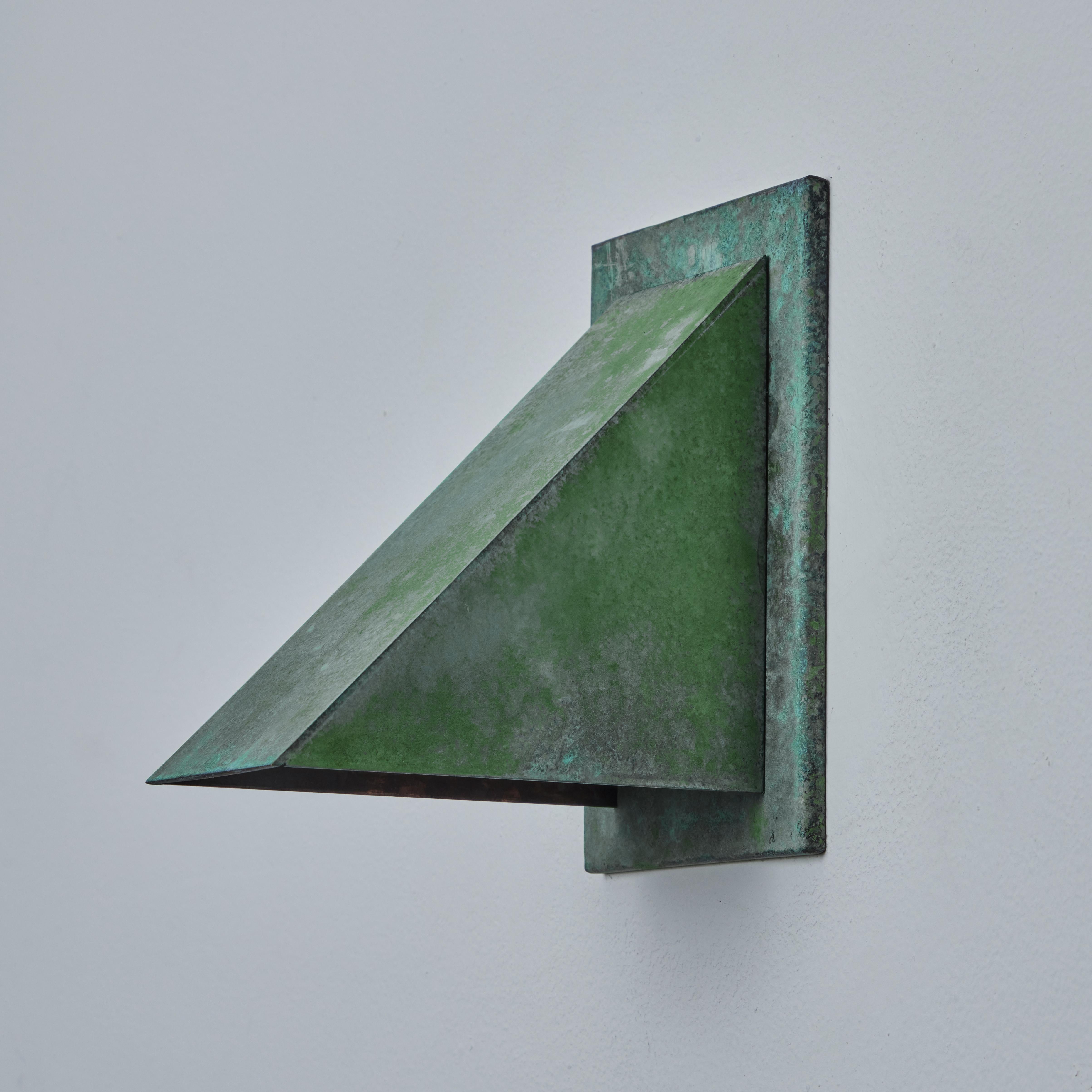 Scandinavian Modern Pair of Jonas Bohlin 'Oxid' Verdigris Patinated Outdoor Wall Lights for Örsjö For Sale