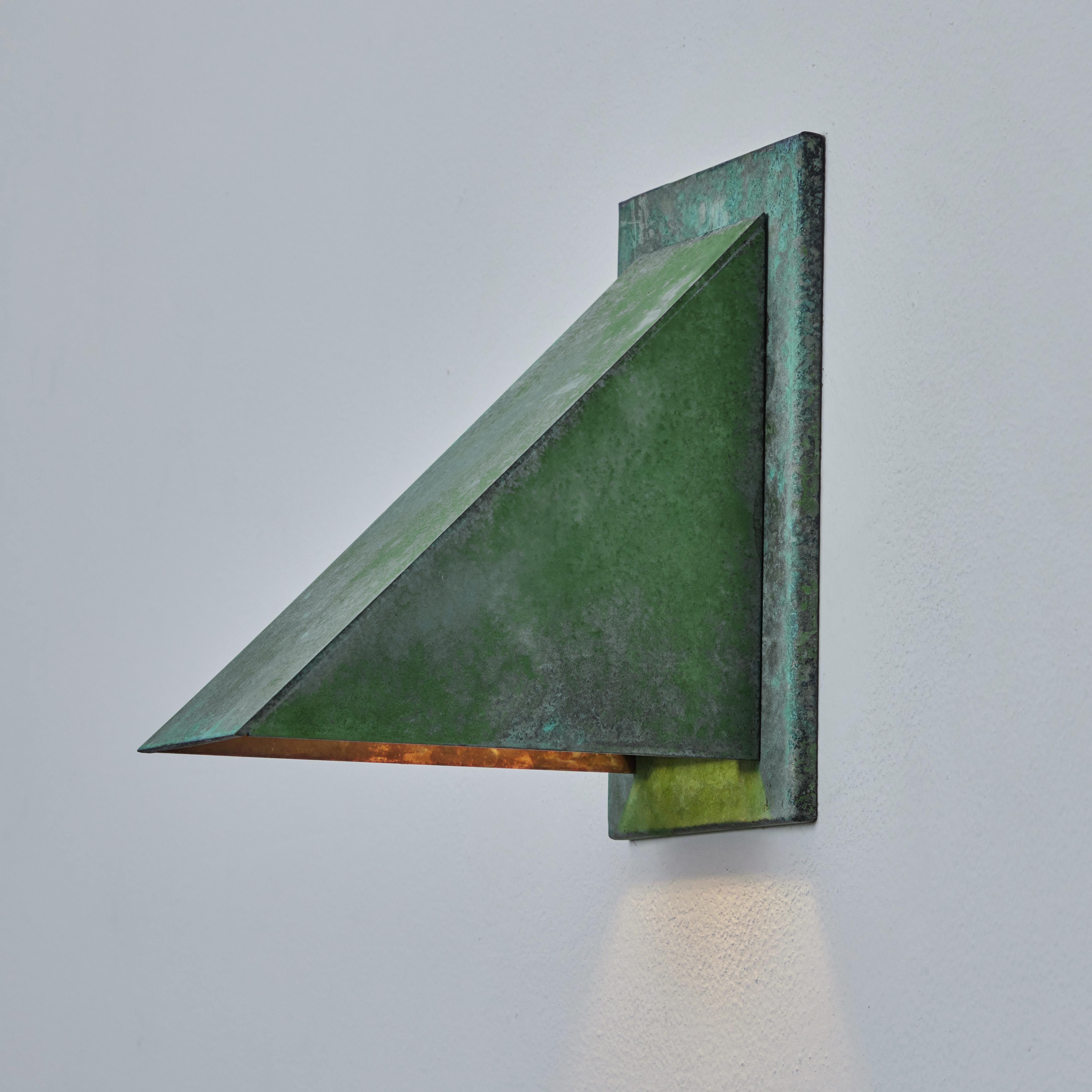 Contemporary Pair of Jonas Bohlin 'Oxid' Verdigris Patinated Outdoor Wall Lights for Örsjö For Sale