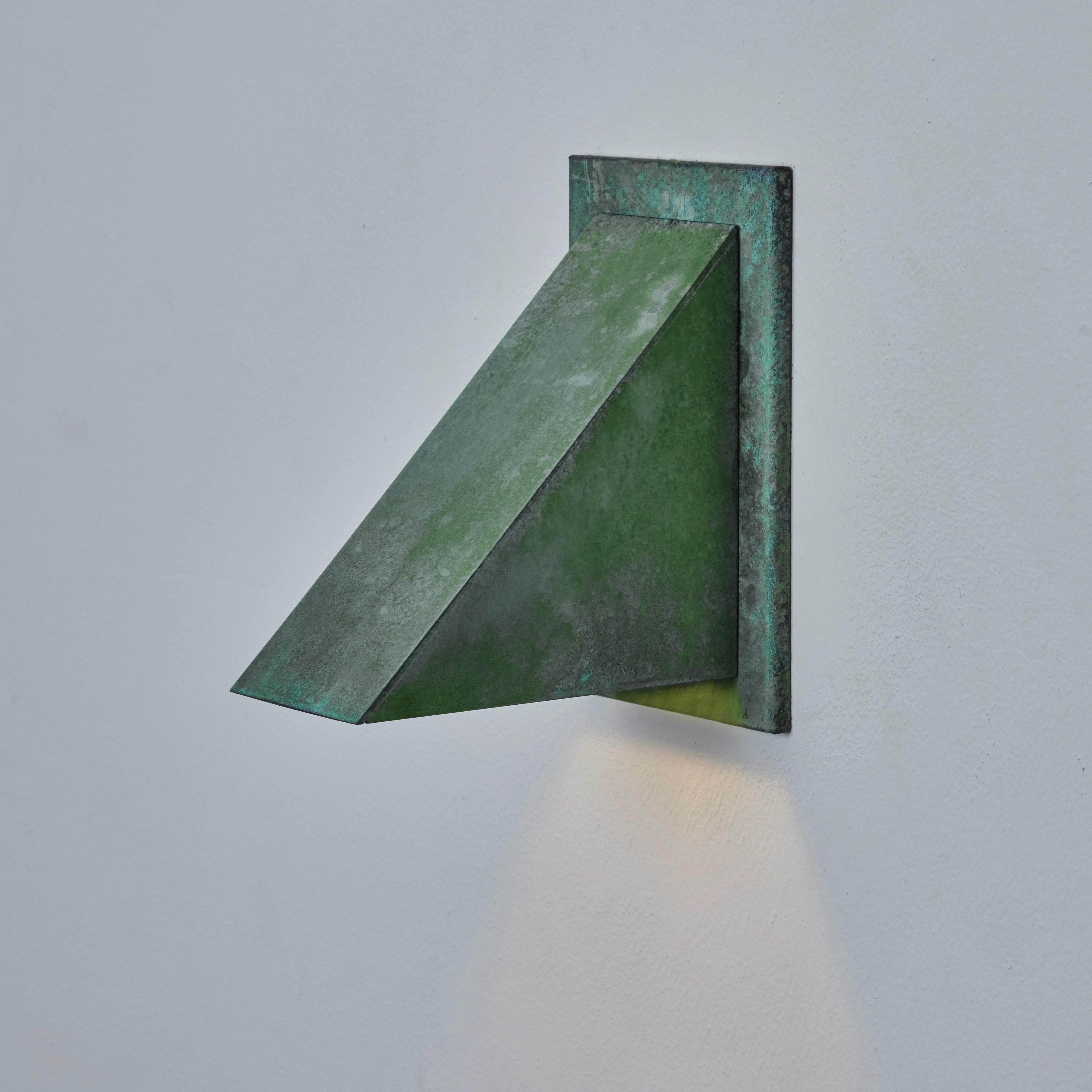 Contemporary Pair of Jonas Bohlin 'Oxid' Verdigris Patinated Outdoor Wall Lights for Örsjö For Sale