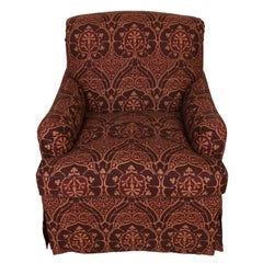 Pair of Jonas Burgundy and Gold Upholstered Club Chairs