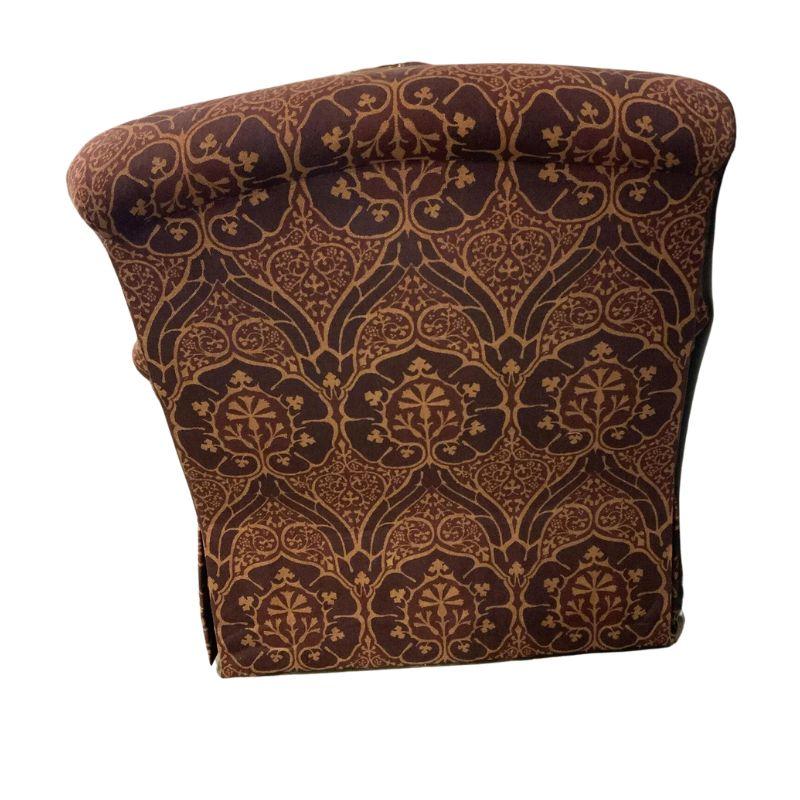 Fabric Pair of Jonas Burgundy and Gold Upholstered Club Chairs