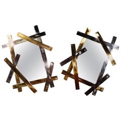 electrum mirror Pair of Jonathan Adler Electrum Horizontal or Vertical Brass Mirrors