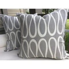 Pair of Jonathan Adler for Kravet "Bodoni" Scroll Trellis Infinity Loop Pillows