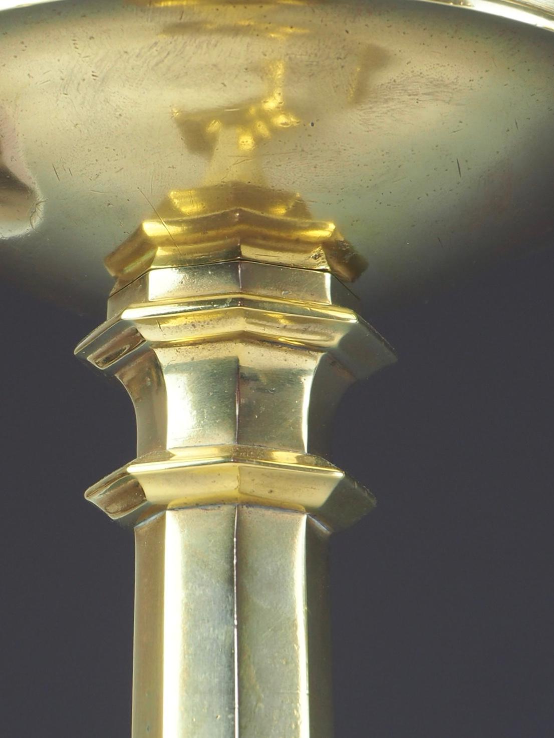 Pair of Jones and Willis Church Brass Tall Candlesticks with Cabouchon Stones 6