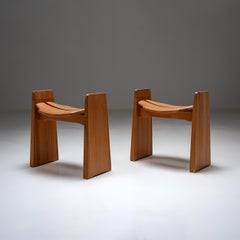 Pair of ‘Jonte’ pine stool by Gilbert Marklund for Furusnickarn AB, Sweden 1970s