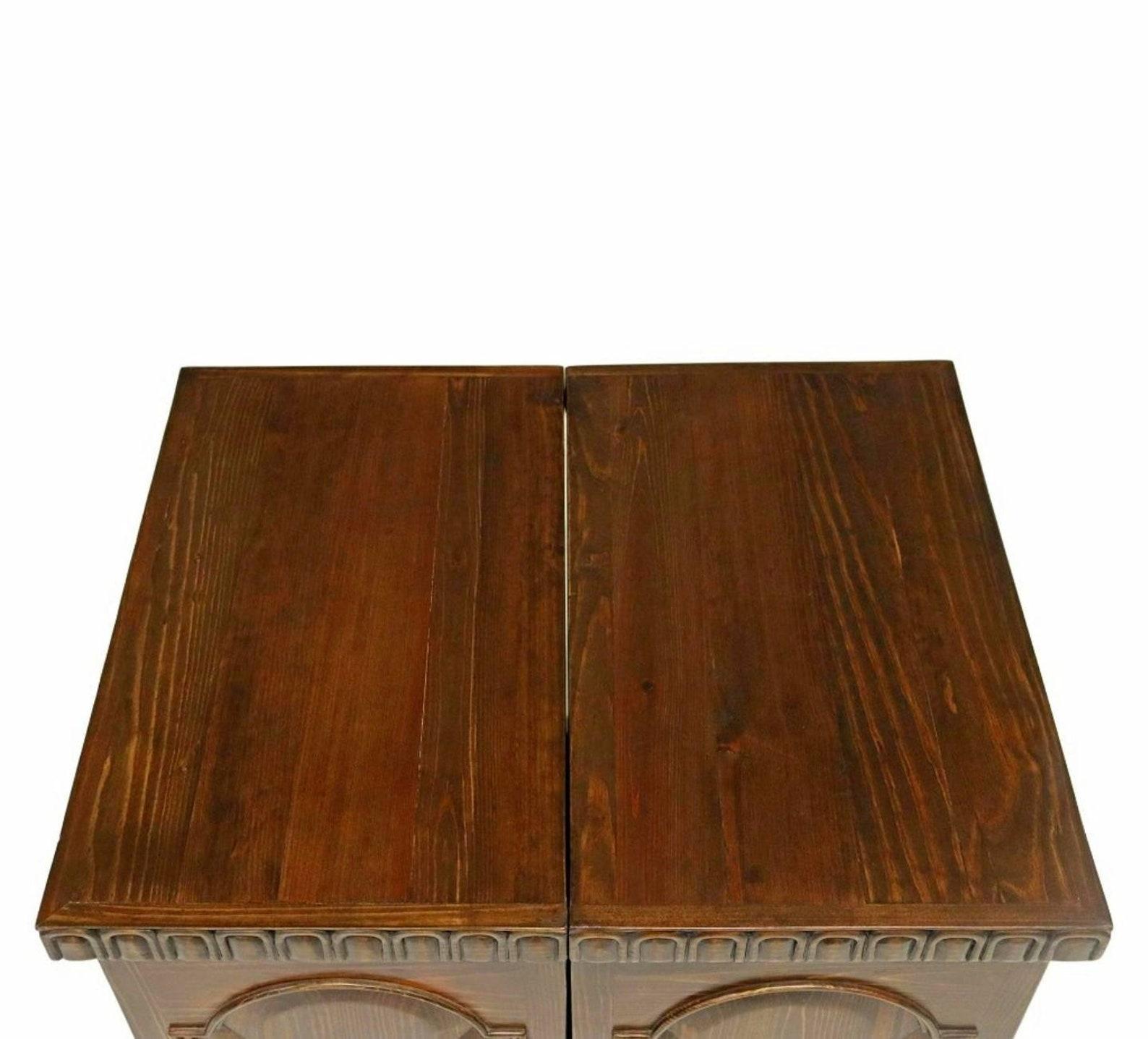 Metal Pair of Jorge Kurczyn Hacienda Santa Klara Lone Star Solid Wood Cabinets For Sale