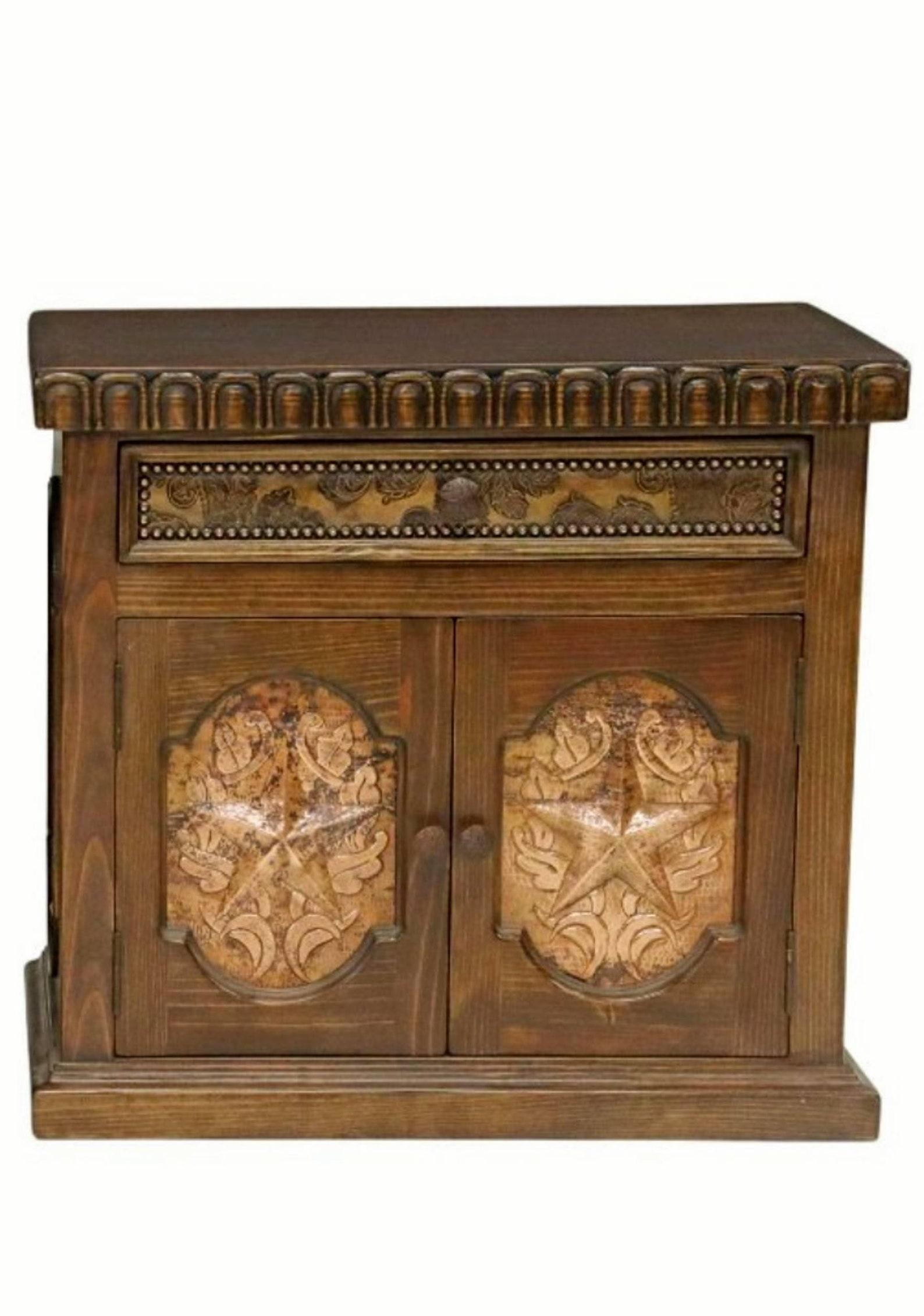 Pair of Jorge Kurczyn Hacienda Santa Klara Lone Star Solid Wood Cabinets For Sale 2