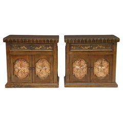 Pair of Jorge Kurczyn Hacienda Santa Klara Lone Star Solid Wood Cabinets