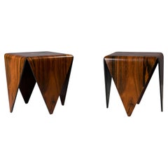 Pair of Jorge Zalszupin Rosewood Petalas Side Table 1950s