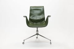 Jorgen Kastholm & Preben Fabricius Green Leather Tulip Bird Desk Chair