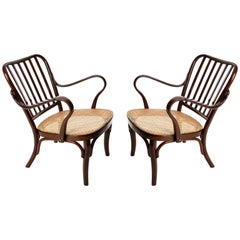 Coppia di poltrone Josef Frank A 752, Wood Cane, Thonet, Austria, anni '30